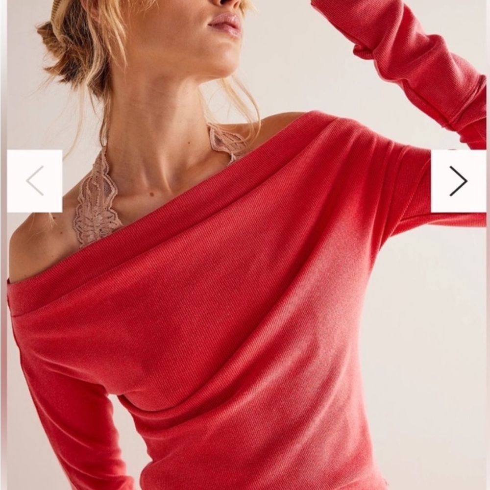 We The Free Off-Shoulder Red Sweater